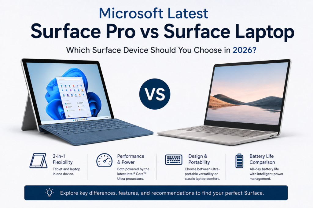 Microsoft Latest Surface Pro vs Surface Laptop (2026): Complete Comparison Guide